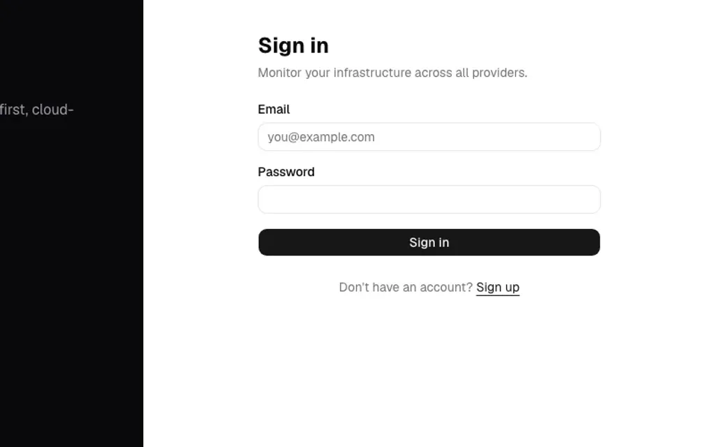 CloudInfraOS sign-in page with feature brand panel