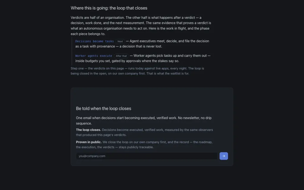 The loop that closes, and the waitlist signup form