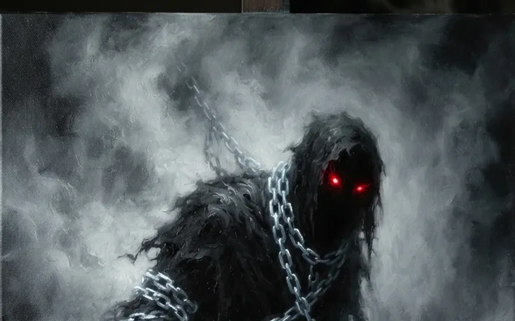 A bound figure at the centre of the demiplane