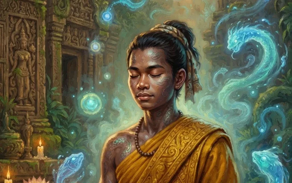 Portrait of a Khmer spirit monk