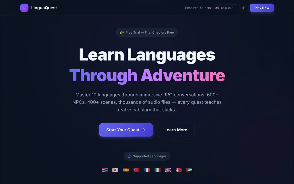 LinguaQuest home page