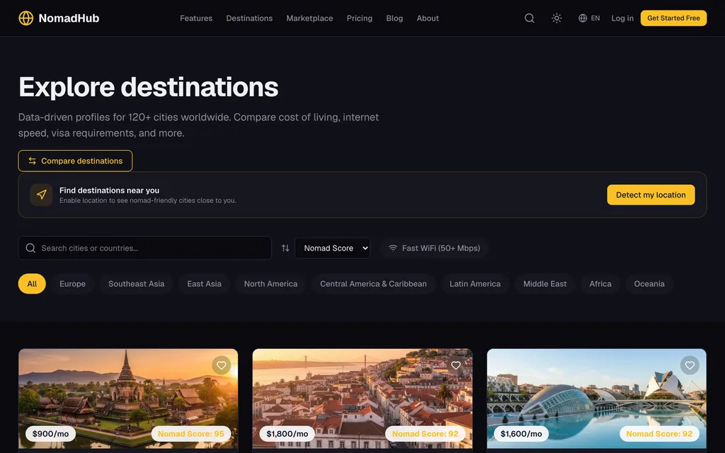 NomadHub home page