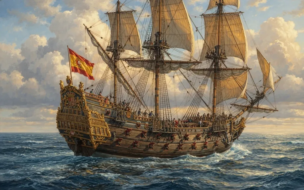 A galleon under full sail
