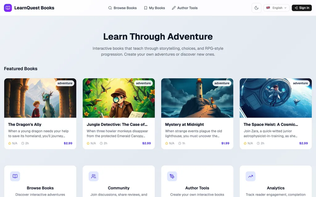 QuestBooks home page