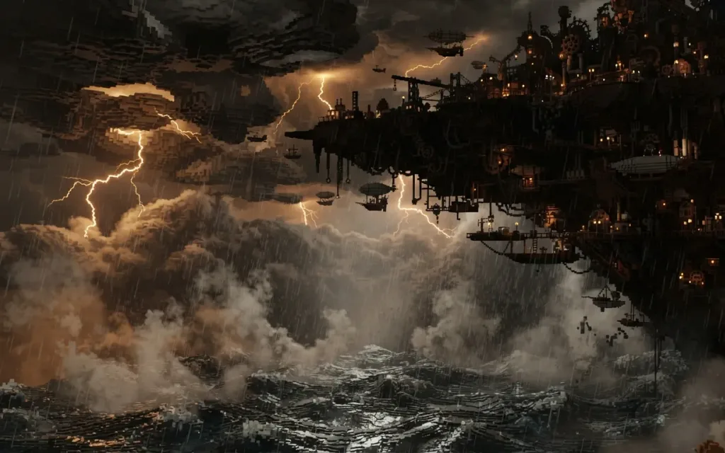 A vast storm seen from above